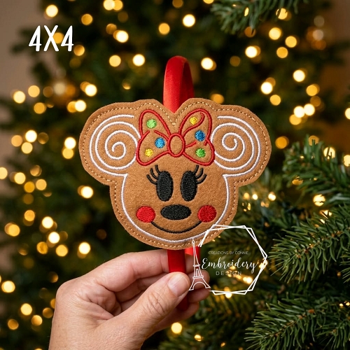 Mrs Mouse Gingerbread Head Band Slider Embroidery Design - 4x4